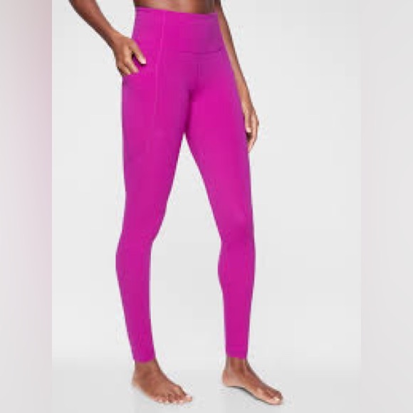 Athleta salutation stash  pocket Hot Pink Leggings - Picture 1 of 7